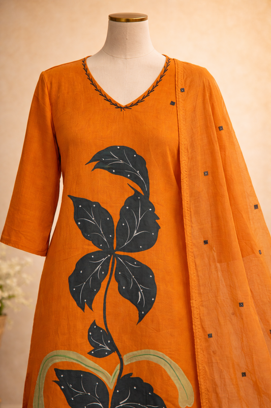 Amber Leaf Muslin Cotton Suit