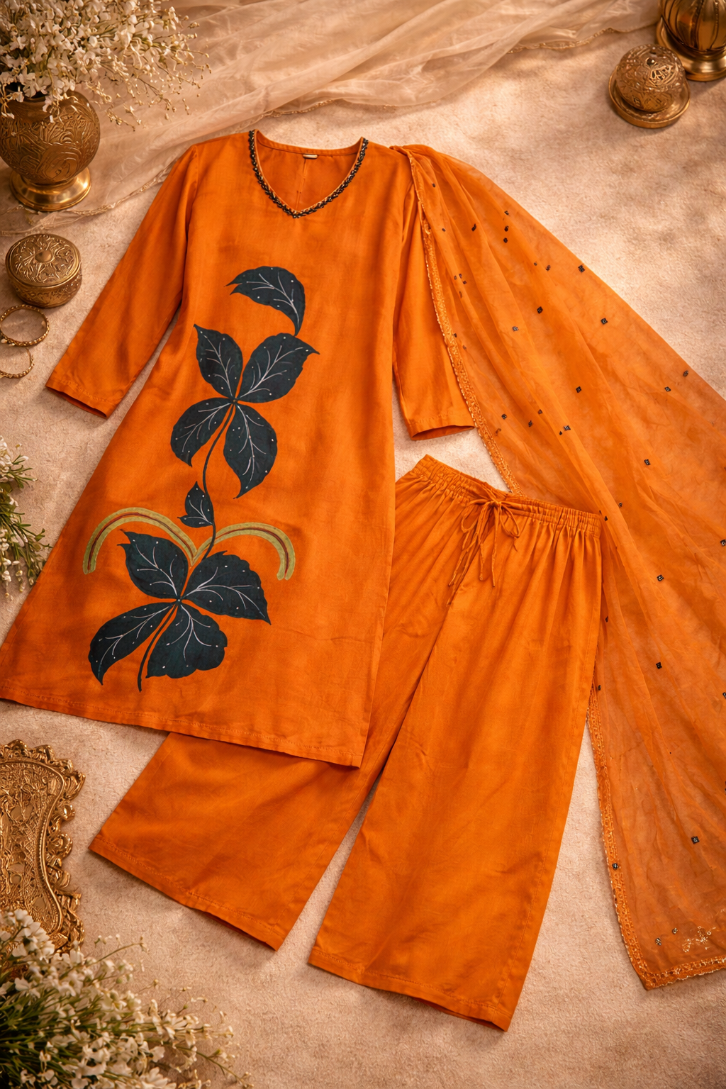 Amber Leaf Muslin Cotton Suit