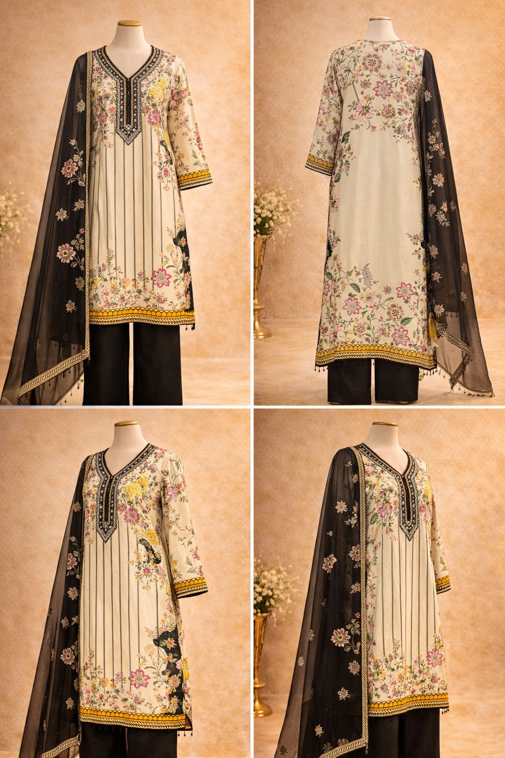 Floral Kurta Set with Dupatta