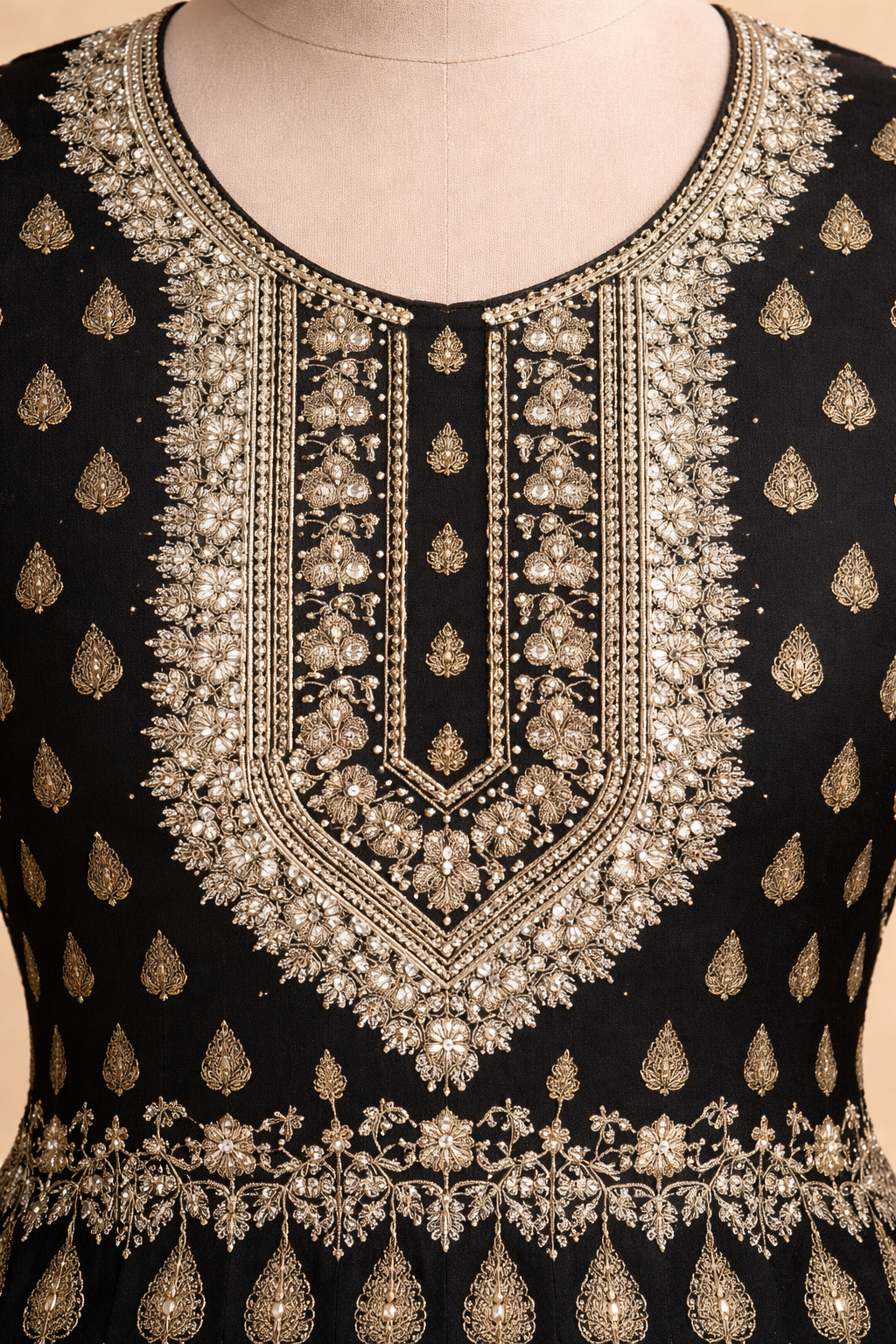 Black Rayon Floor Length Anarkali