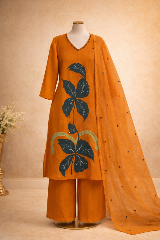 Amber Leaf Muslin Cotton Suit
