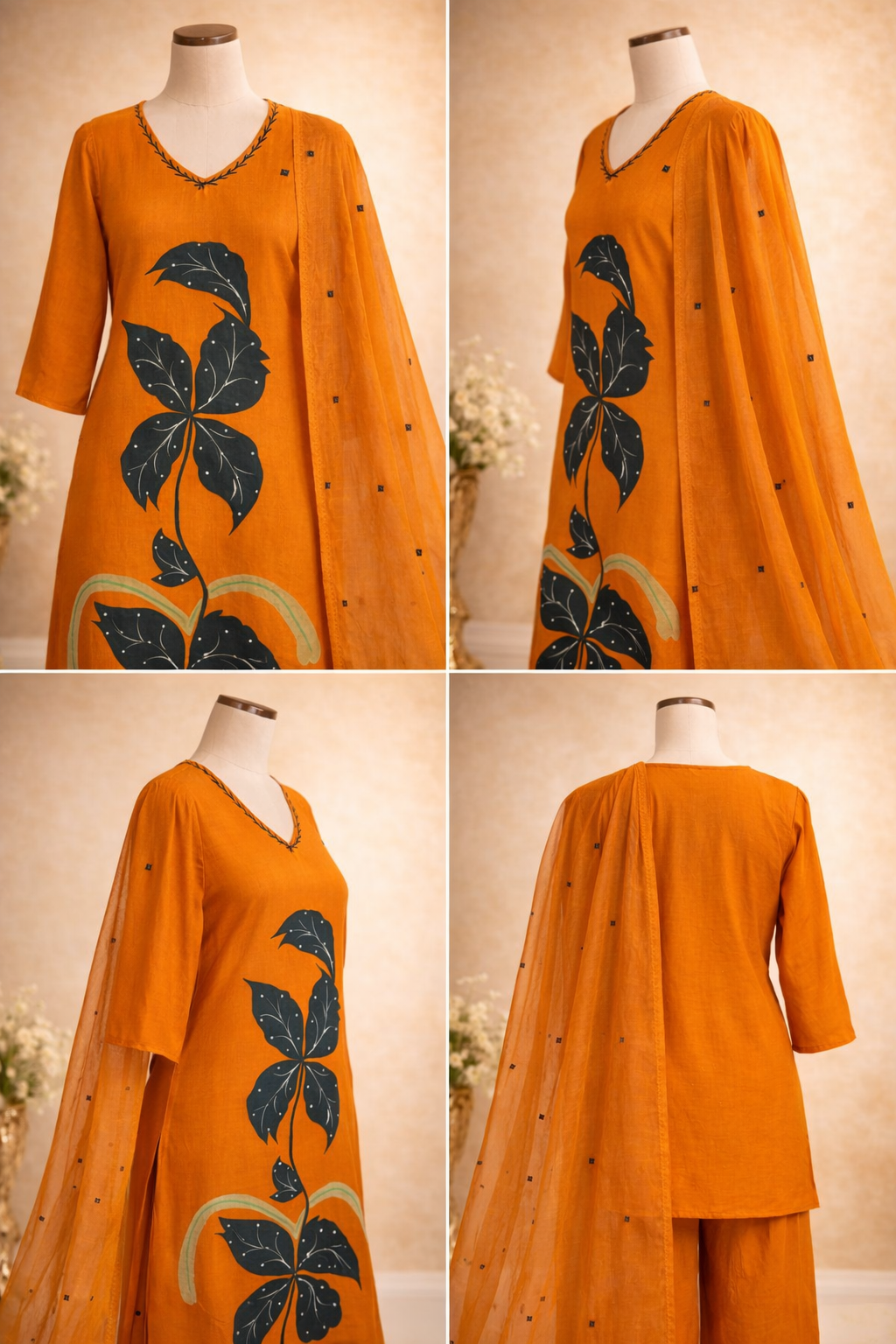Amber Leaf Muslin Cotton Suit