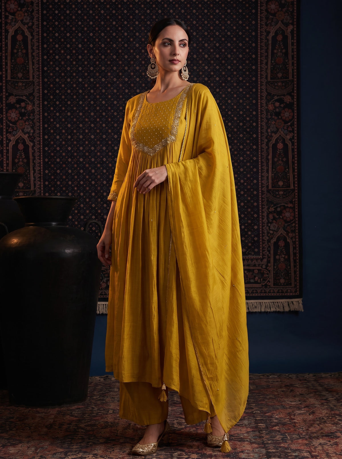 Yellow Malchanderi Anarkali Set