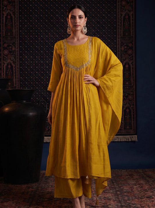 Yellow Malchanderi Anarkali Set