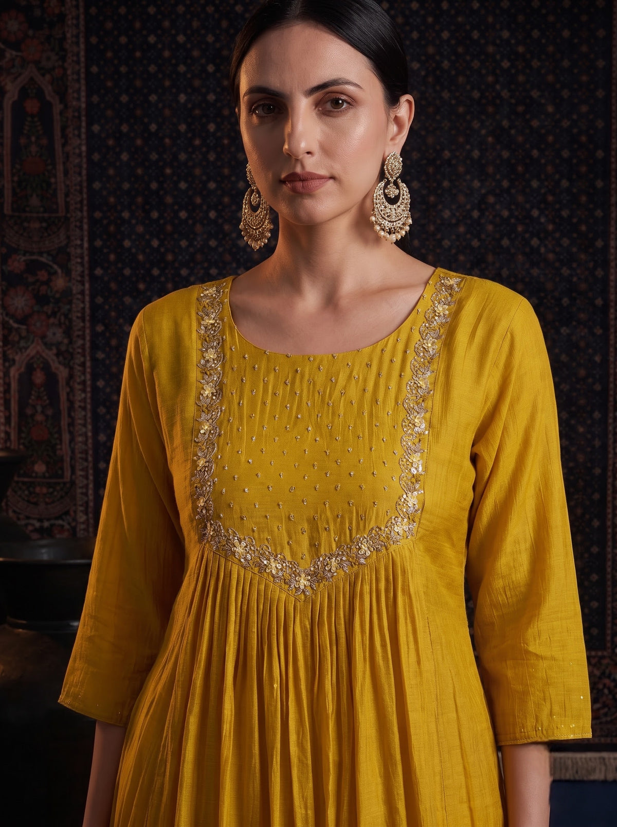 Yellow Malchanderi Anarkali Set
