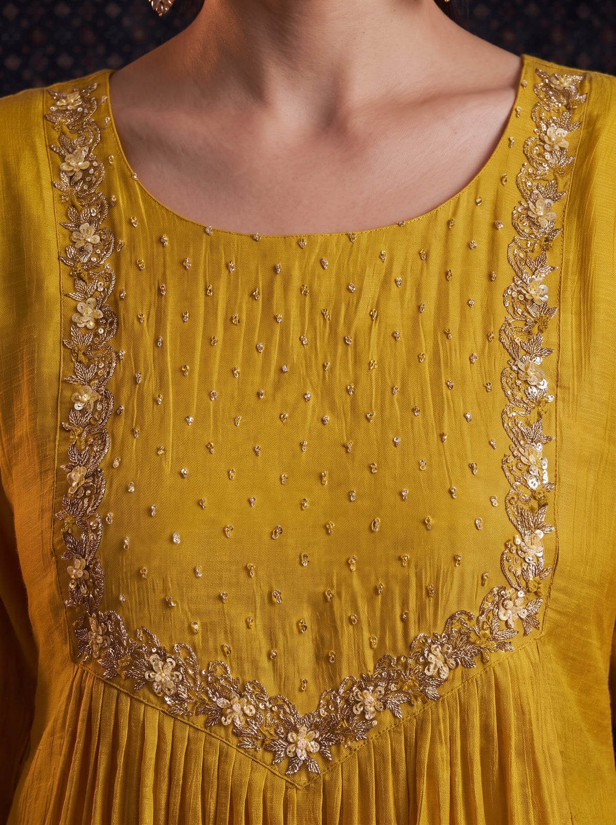 Yellow Malchanderi Anarkali Set